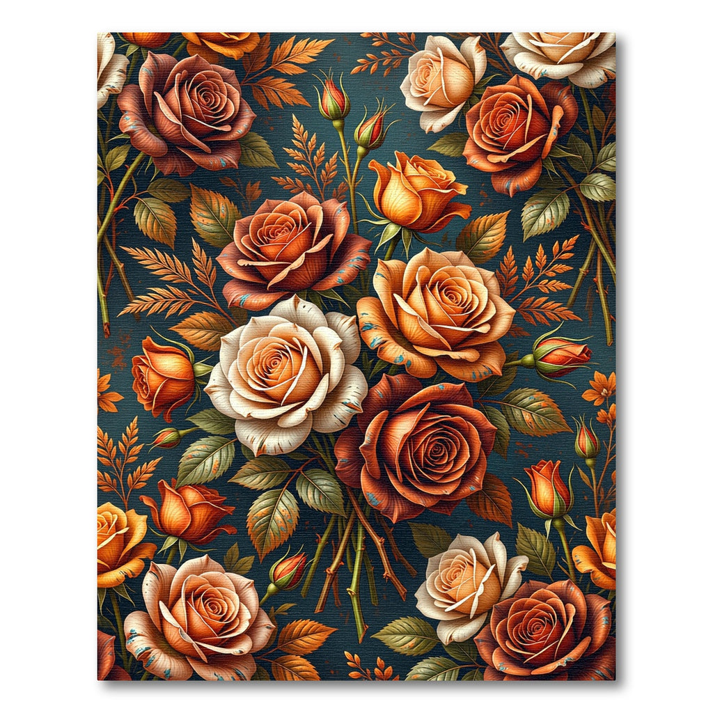 Autumnal Rose Garden Floral Bouquet Rug
