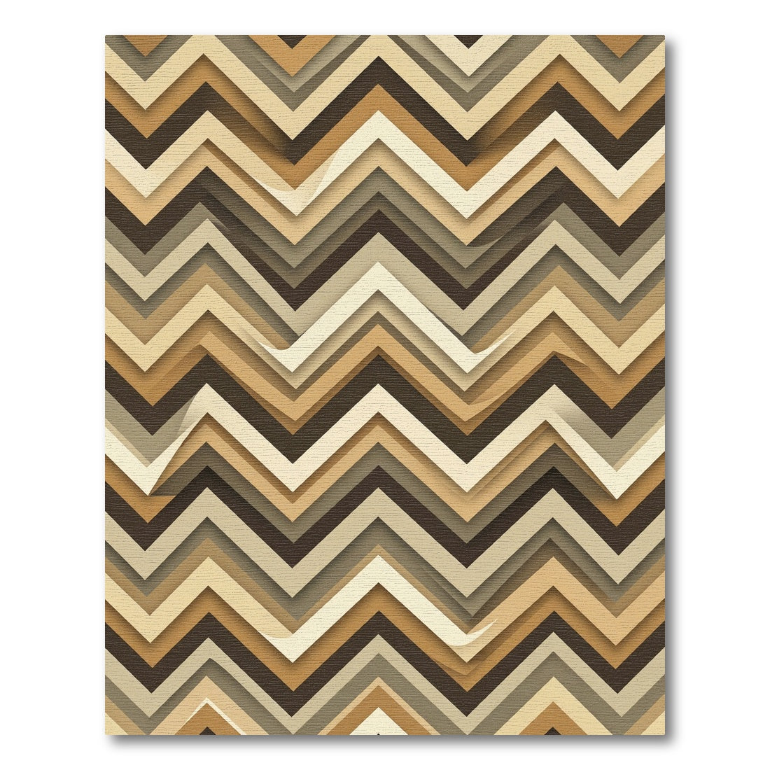 Earthy Neutral Chevron Layered Zigzag Rug
