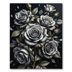 Monochrome Rose Bud Arrangement Rug