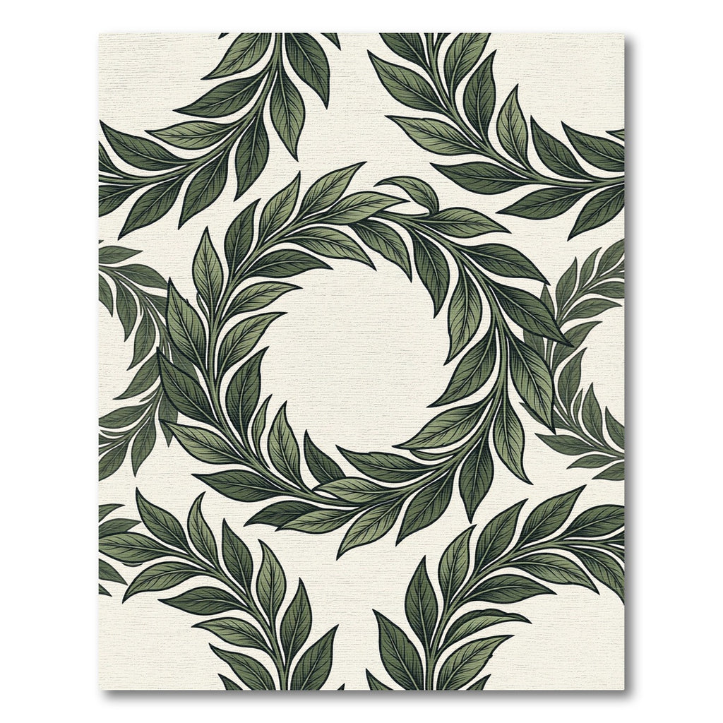 Green Leafy Wreath Arrangement Rug