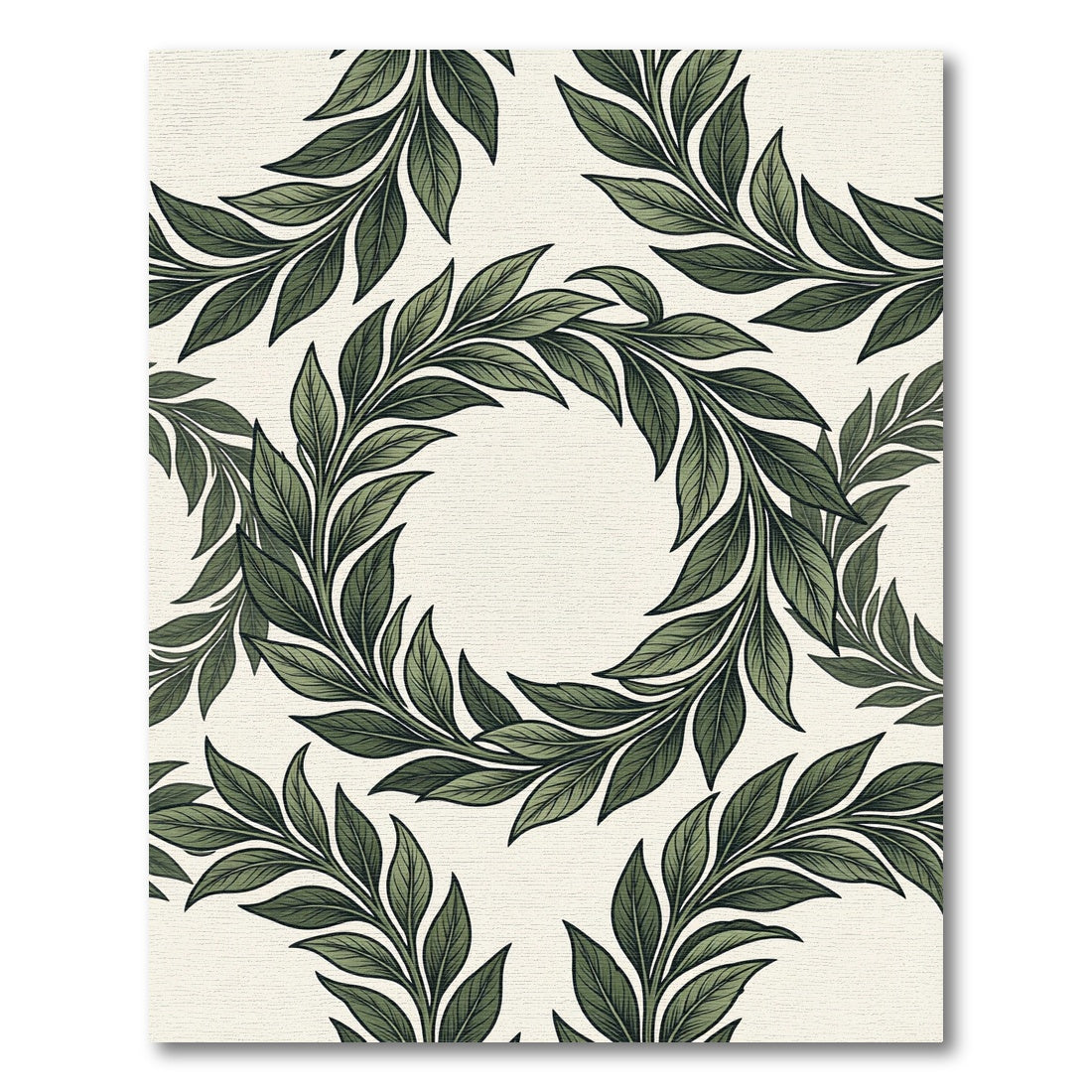 Green Leafy Wreath Arrangement Rug