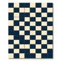 Navy and Cream Classic Checkered Grid Rug