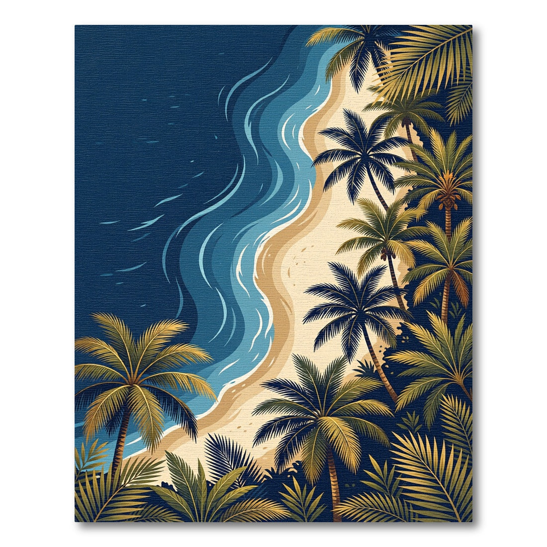 Tropical Blue Palm Coast Shoreline Rug
