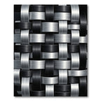 Monochromatic Silver and Black Woven Link Rug