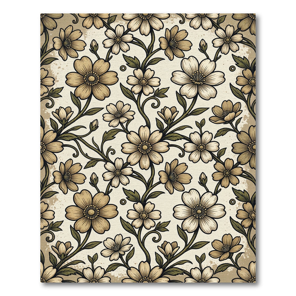 Vintage Cream Floral Vine Rug