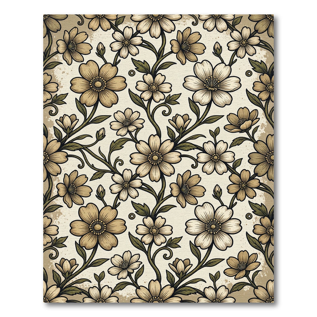 Vintage Cream Floral Vine Rug