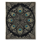 Elegant Peacock Feather Mandala Medallion Rug