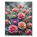 Pink Rose Garden Blossoms Cluster Rug