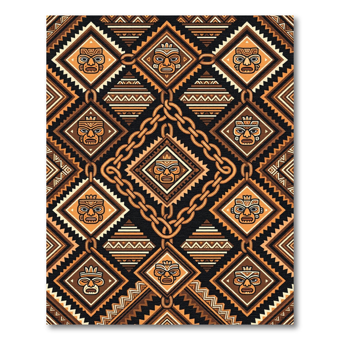 Tribal Mask Chains Diamond Rug