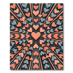Geometric Peach and Gray Heart Radial Rug