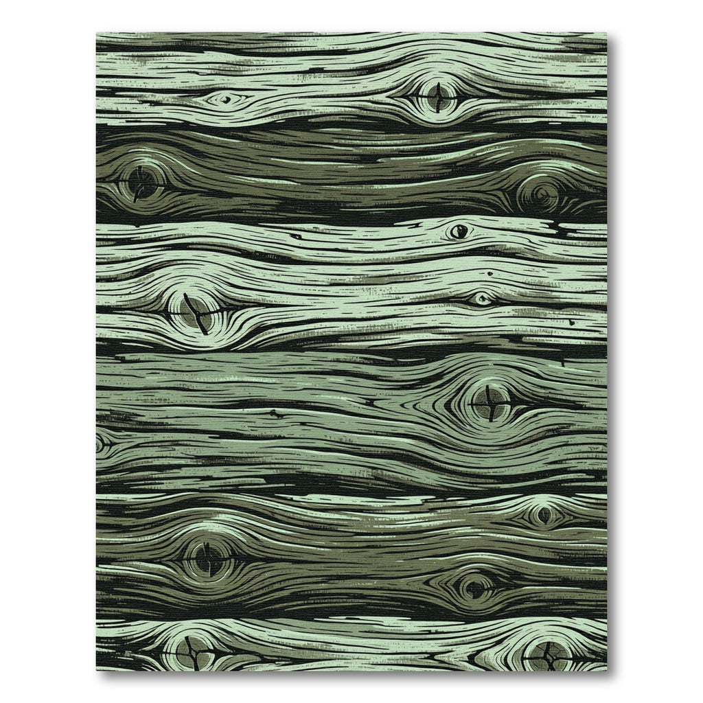 Rustic Sage Green Wood Grain Rug