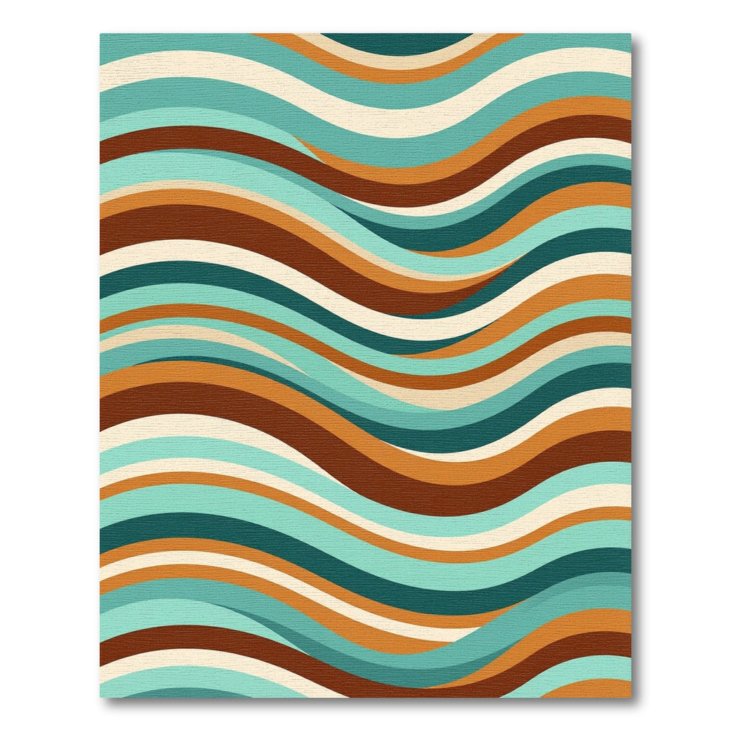 Retro Teal Orange Wave Stripes Rug
