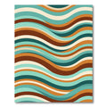 Retro Teal Orange Wave Stripes Rug