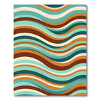 Retro Teal Orange Wave Stripes Rug