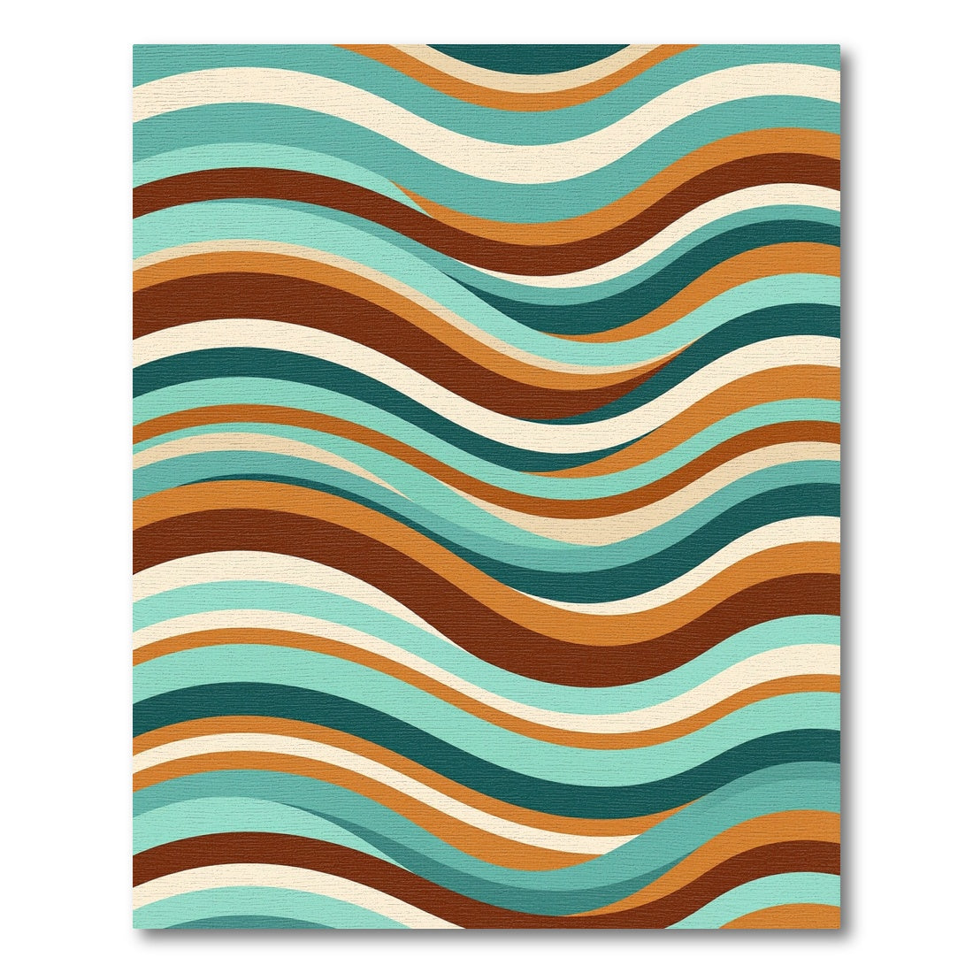 Retro Teal Orange Wave Stripes Rug