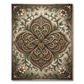 Ornate Golden Floral Vine Medallion Rug