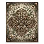 Ornate Golden Floral Vine Medallion Rug