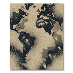 Sepia World Map Dot Texture Rug