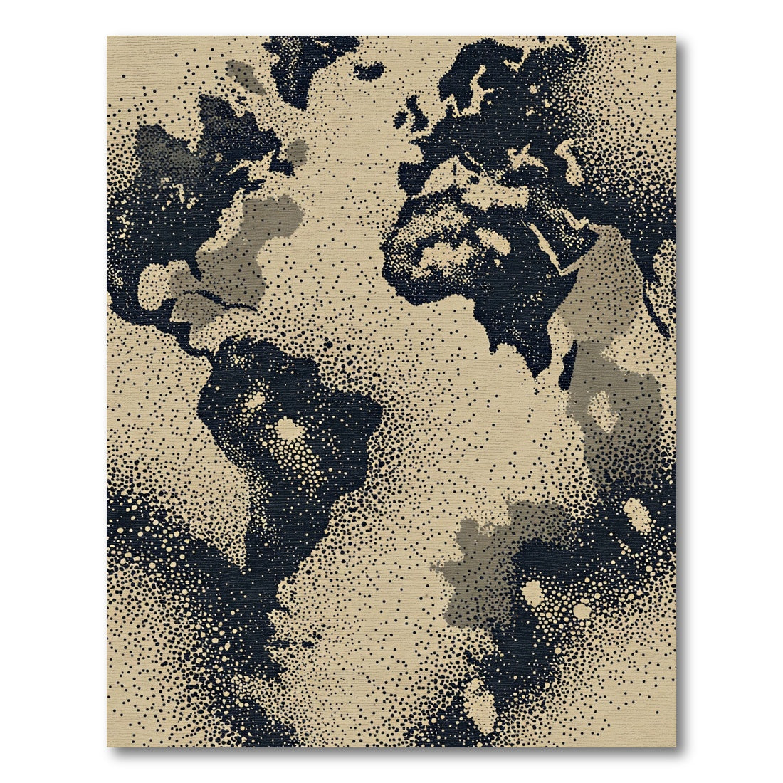 Sepia World Map Dot Texture Rug
