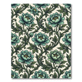 Teal Floral Vine Scroll Art Rug