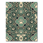 Sage Green Paw Print Medallion Interlace Rug