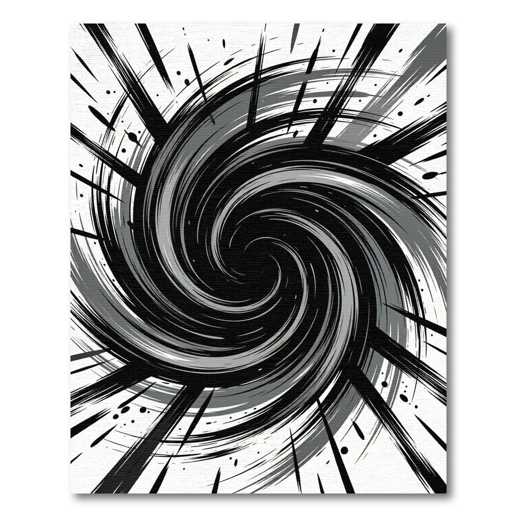 Monochrome Swirling Vortex Graphic Abstract Rug