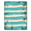 Distressed Teal and Cream Coastal Stripes Rug