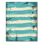 Distressed Teal and Cream Coastal Stripes Rug