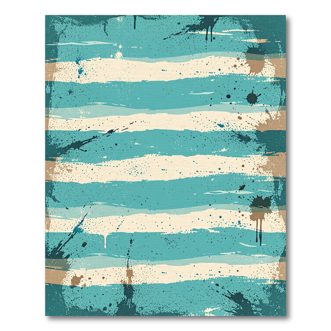 Distressed Teal and Cream Coastal Stripes Rug