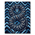Blue Coiled Serpent Geometric Chevron Rug