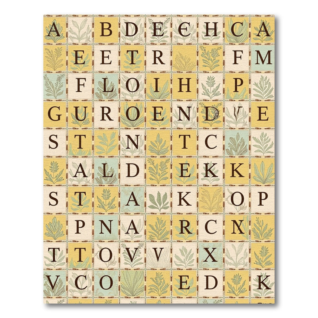 Alphabet Garden Botanical Tile Rug