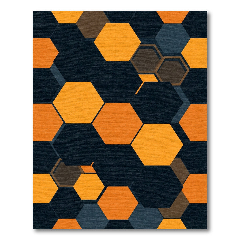 Geometric Honeycomb Orange and Charcoal Rug