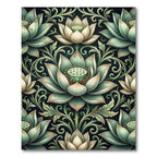 Sage Lotus Botanical Scroll Medallion Rug