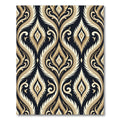 Gilded Black Damask Flourish Rug