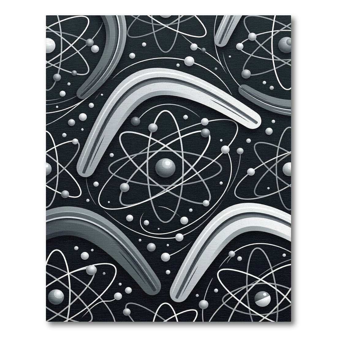 Monochromatic Abstract Atomic Boomerang Rug