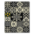 Black Gray Cream Medallion Tile Collage Rug