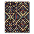 Ornate Deep Blue Floral Fish Medallion Rug