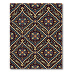 Ornate Deep Blue Floral Fish Medallion Rug