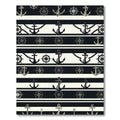 Nautical Anchor Compass Striped Black White Rug