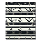 Nautical Anchor Compass Striped Black White Rug