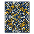 Elegant Navy and Gold Ornate Scroll Rug