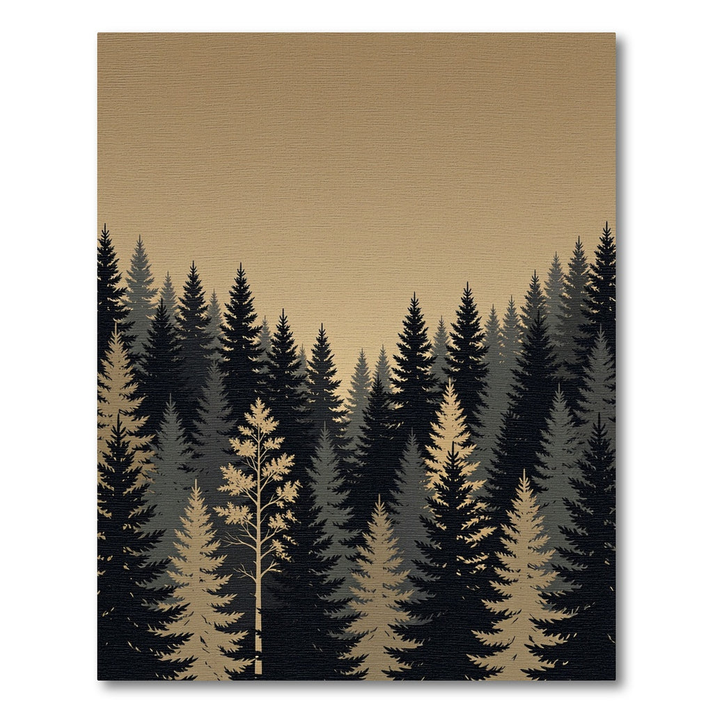 Serene Evergreen Forest Silhouette Landscape Rug