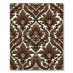 Elegant Brown Damask Scroll Ornate Rug