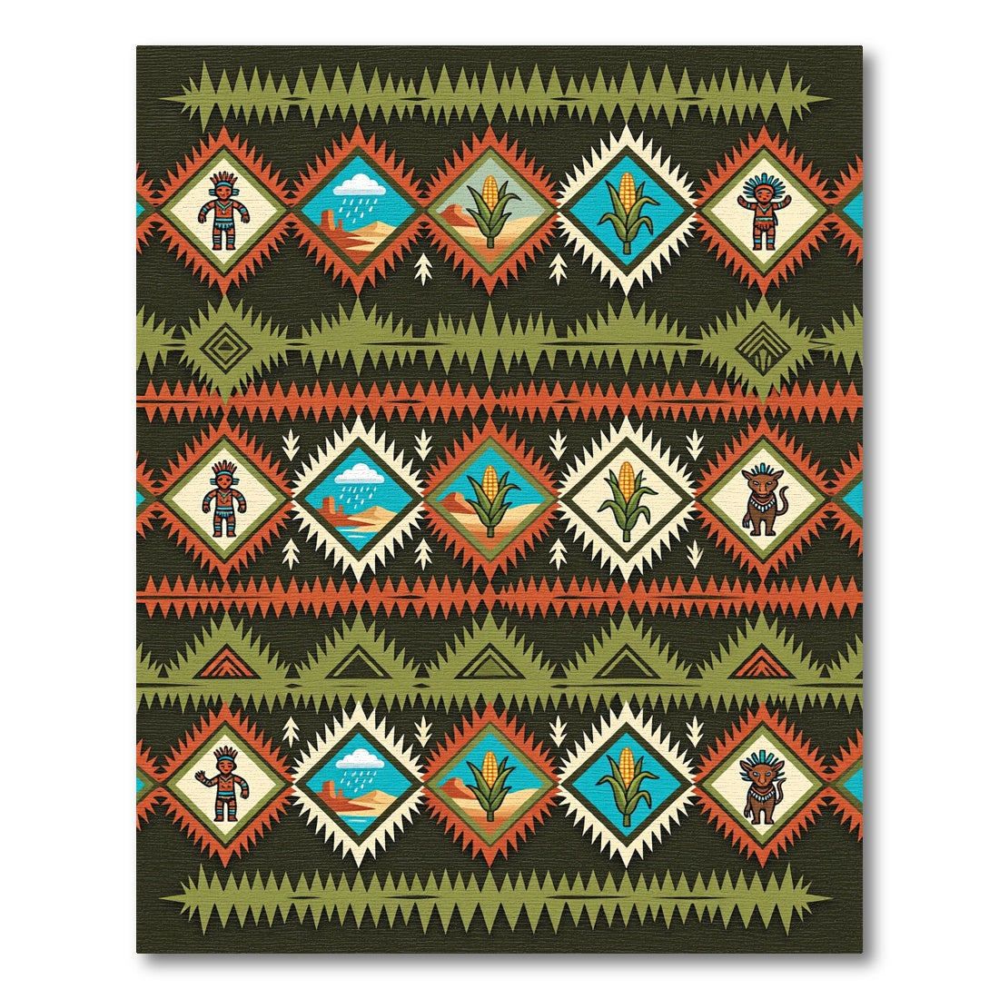 Southwest Earth Tone Geometric Diamond Rug