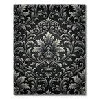 Ornate Black Silver Crown Damask Rug