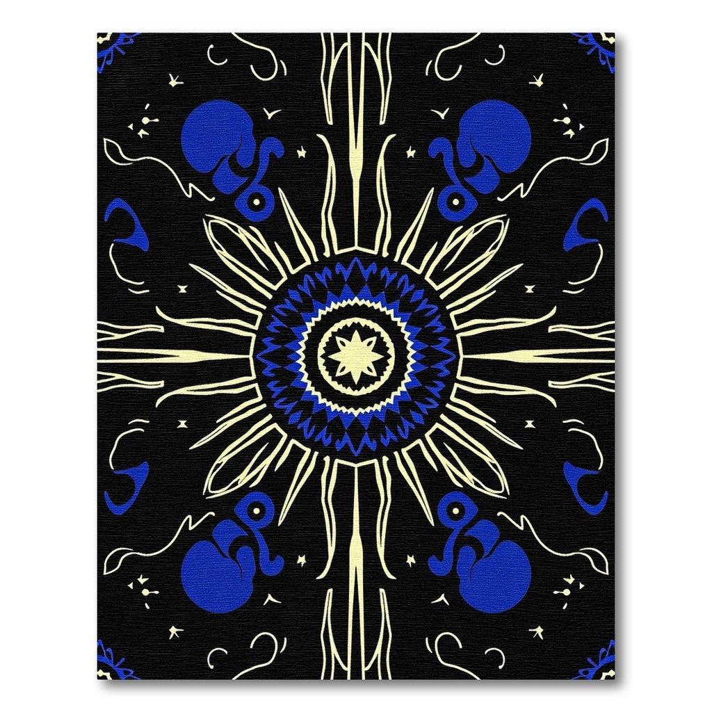 Black Sunburst Blue Celestial Rug