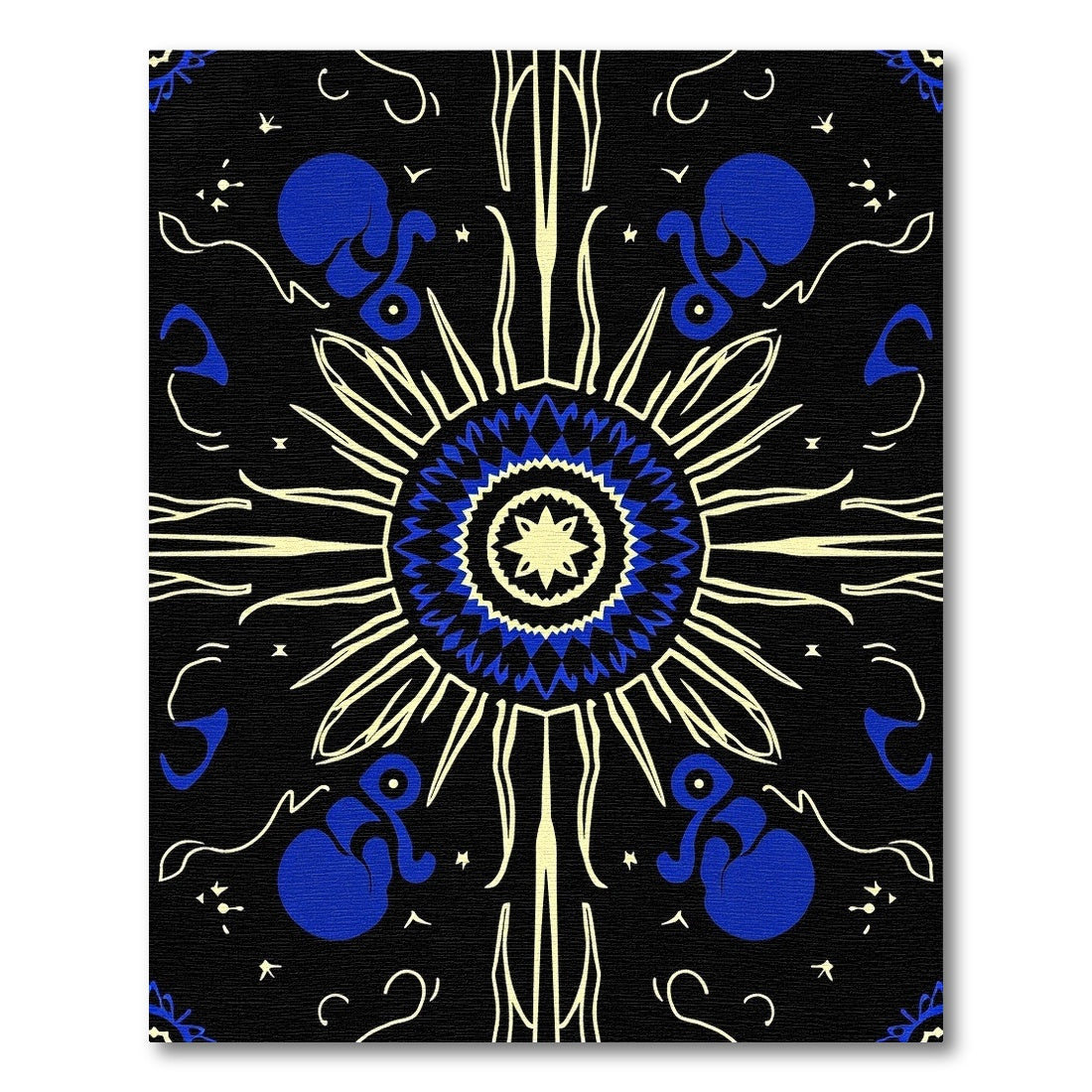 Black Sunburst Blue Celestial Rug
