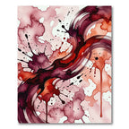 Abstract Crimson Watercolor Ink Swirl Rug
