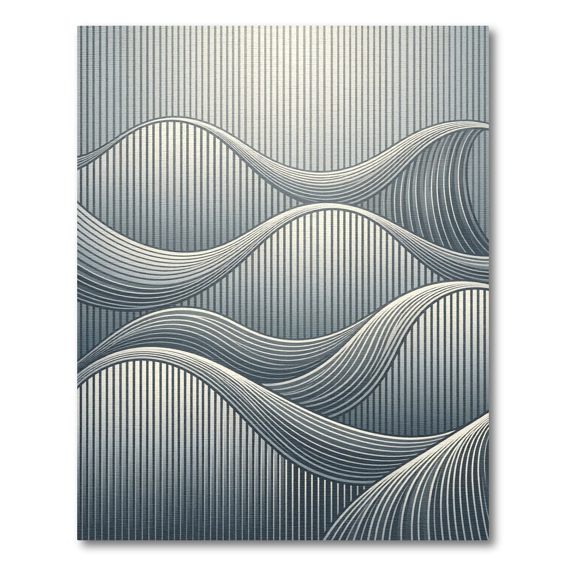 Modern Monochromatic Gray Linear Wave Rug