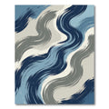 Abstract Blue Grayscale Swirl Brushstrokes Rug